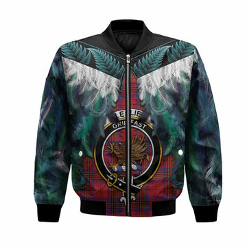 Leslie Tartan Crest Bomber Jacket New Zealand Maori Korowai Cloak