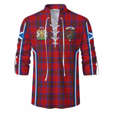 Leslie Tartan Crest Ghillie Kilt Shirt Scotland Coat of Arm Flag Style