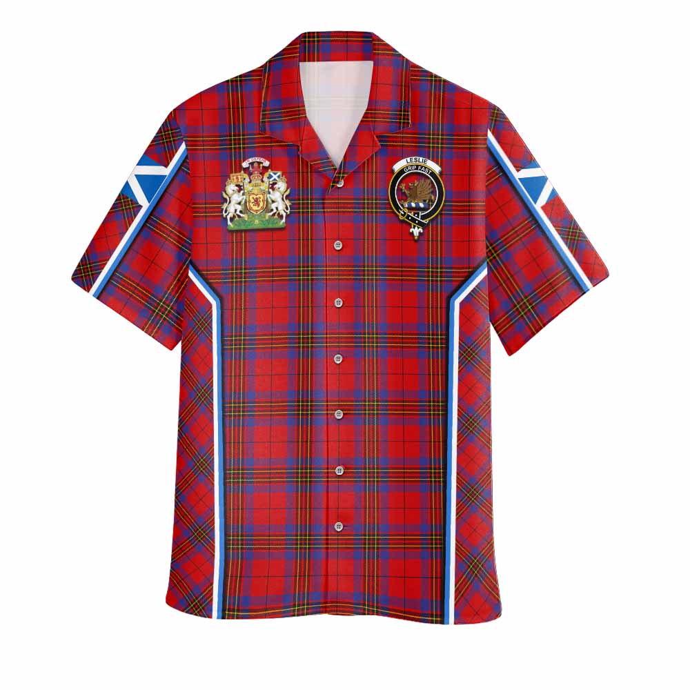 Leslie Tartan Crest Hawaiian Shirt Scotland Coat of Arm Flag Style - Tartan Vibes Clothing