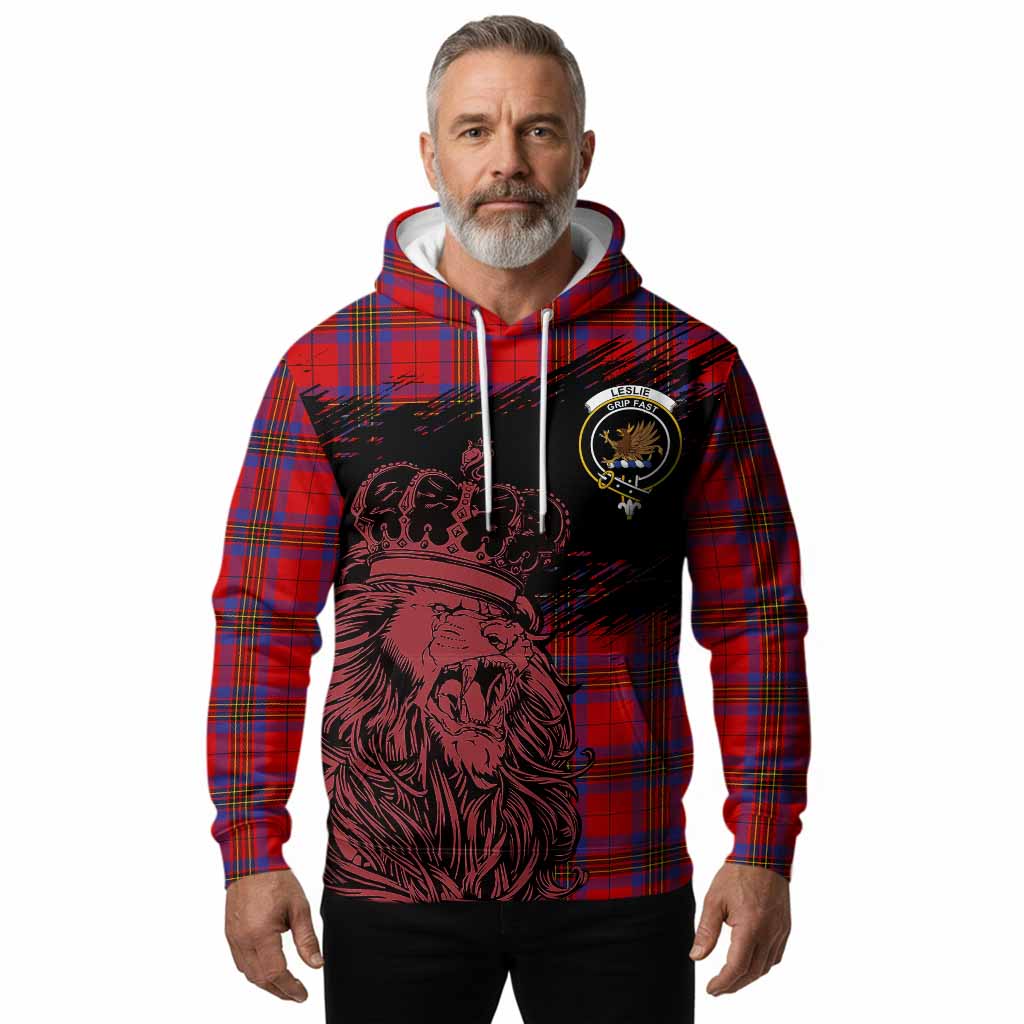 Leslie Tartan Crest Hoodie Crowned Lion Heritage Style