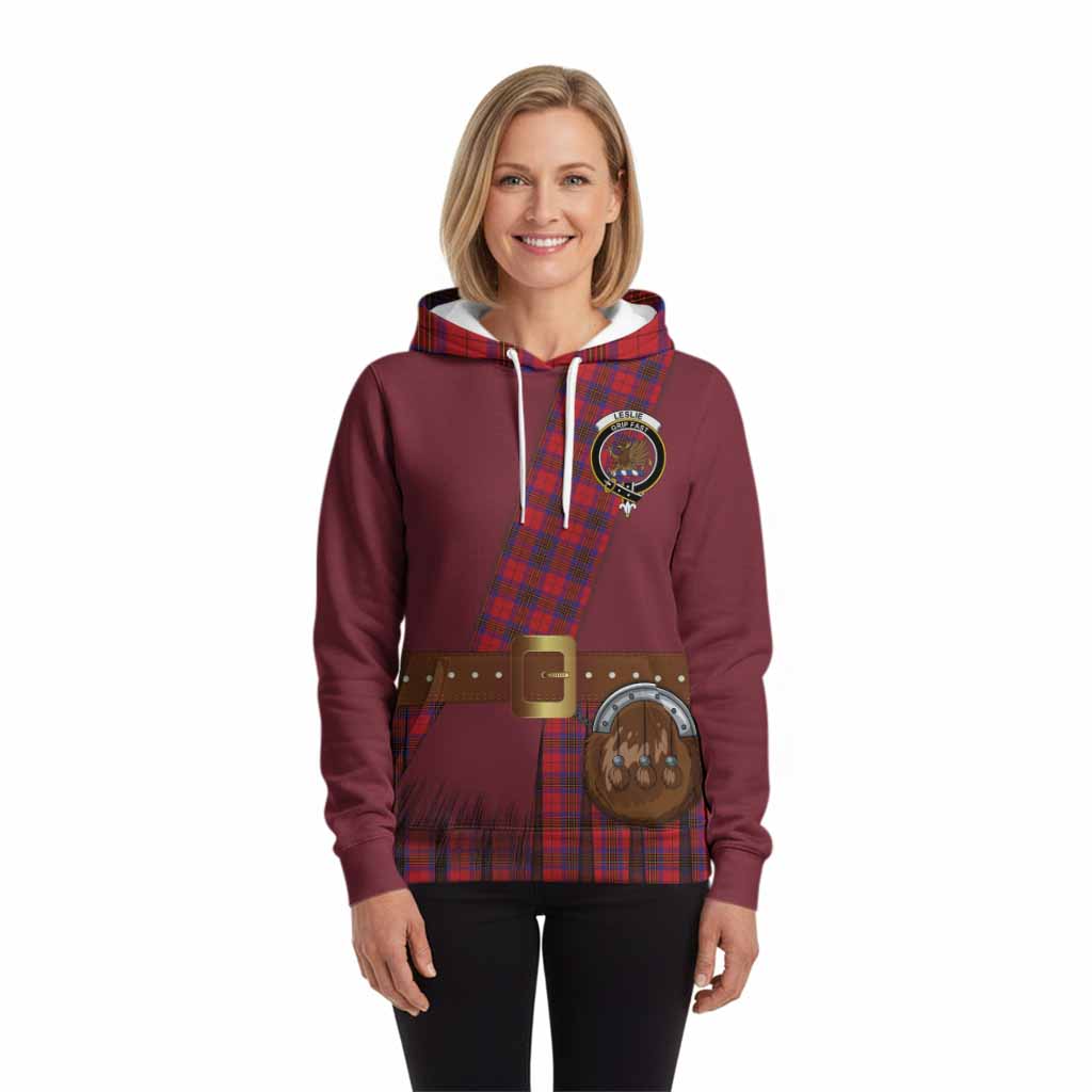 Leslie Tartan Crest Hoodie Kilt Costume Style