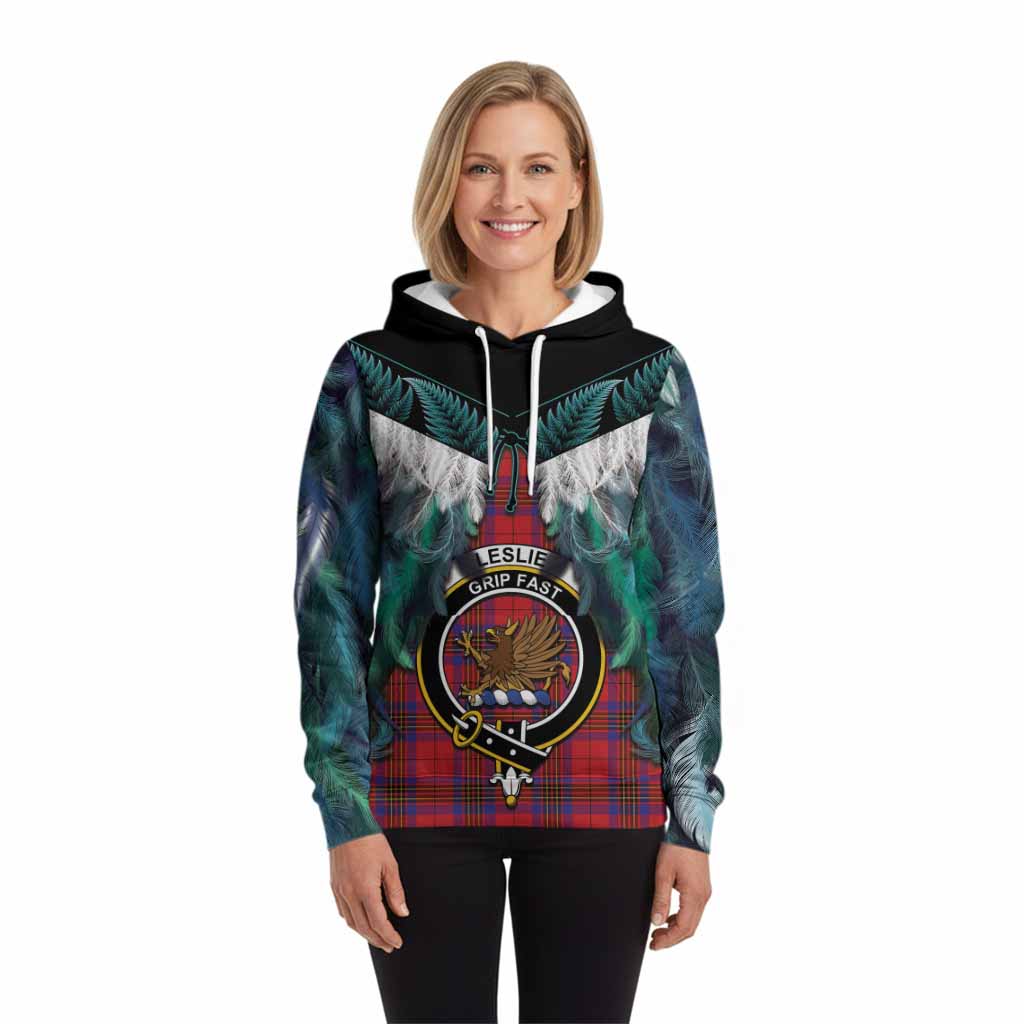 Leslie Tartan Crest Hoodie New Zealand Maori Korowai Cloak