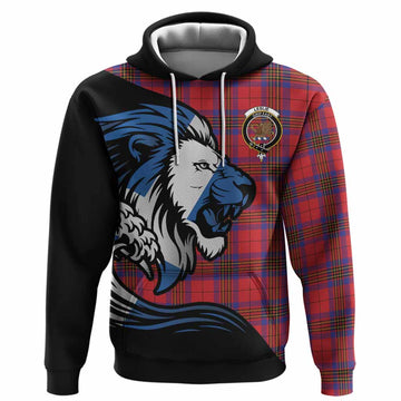 Leslie Tartan Crest Hoodie Scottish Golden Lions Wave Flow