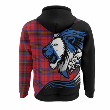 Leslie Tartan Crest Hoodie Scottish Golden Lions Wave Flow