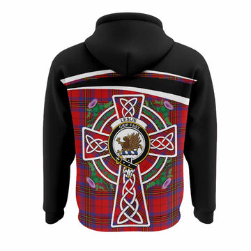 Leslie Tartan Crest Hoodie Scottish Thistle Celtic Cross Alba Gu Brath