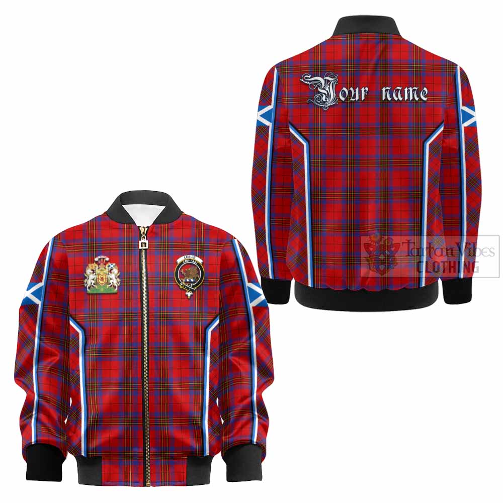 Leslie Tartan Crest Kid Bomber Jacket Scotland Coat of Arm Flag Style - Tartan Vibes Clothing