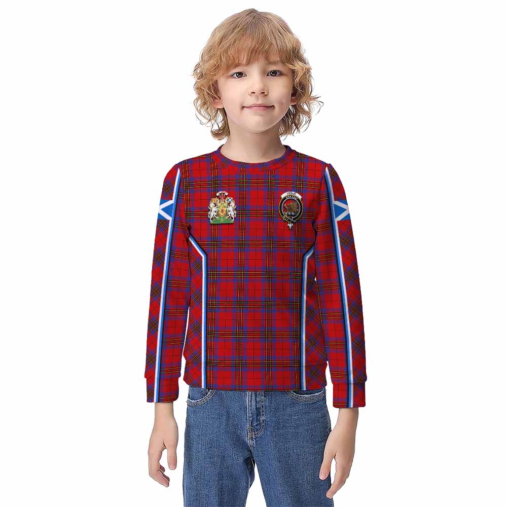 Leslie Tartan Crest Kid Knitted Sweatshirt Scotland Coat of Arm Flag Style - Tartan Vibes Clothing
