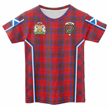 Leslie Tartan Crest Kid T-shirt Scotland Coat of Arm Flag Style
