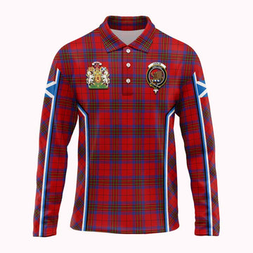 Leslie Tartan Crest Long Sleeve Polo Shirt Scotland Coat of Arm Flag Style - Tartan Vibes Clothing