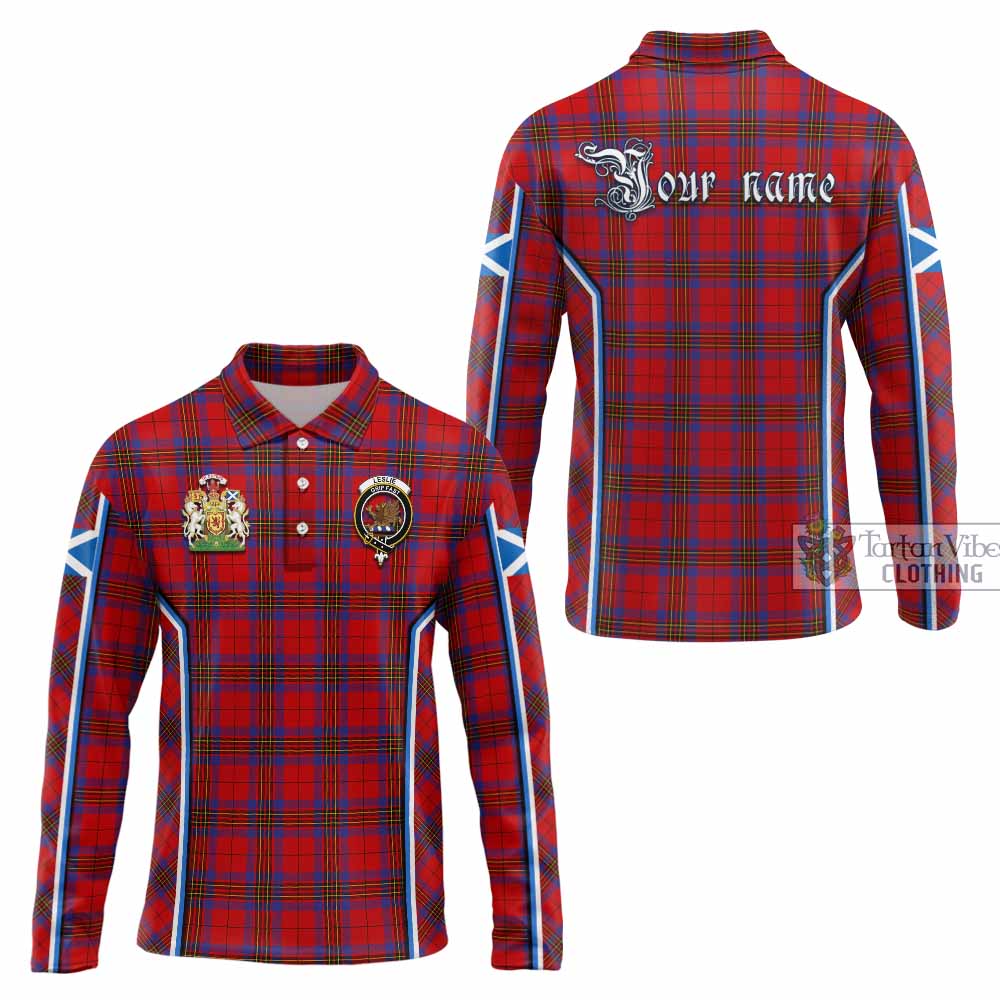 Leslie Tartan Crest Long Sleeve Polo Shirt Scotland Coat of Arm Flag Style - Tartan Vibes Clothing