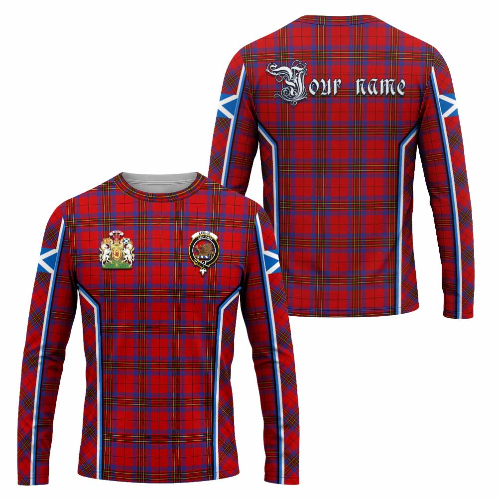 Leslie Tartan Crest Long Sleeve T-Shirt Scotland Coat of Arm Flag Style - Tartan Vibes Clothing