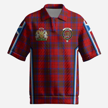 Leslie Tartan Crest Men’s Polo Sweater Top Scotland Coat of Arm Flag Style