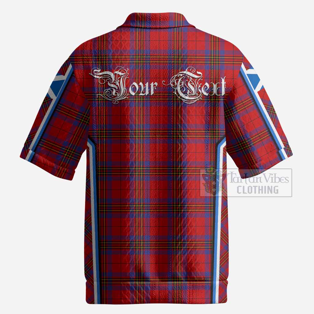 Leslie Tartan Crest Men’s Polo Sweater Top Scotland Coat of Arm Flag Style