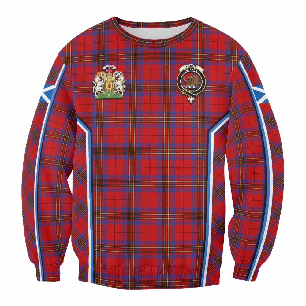 Leslie Tartan Crest Sweatshirt Scotland Coat of Arm Flag Style - Tartan Vibes Clothing