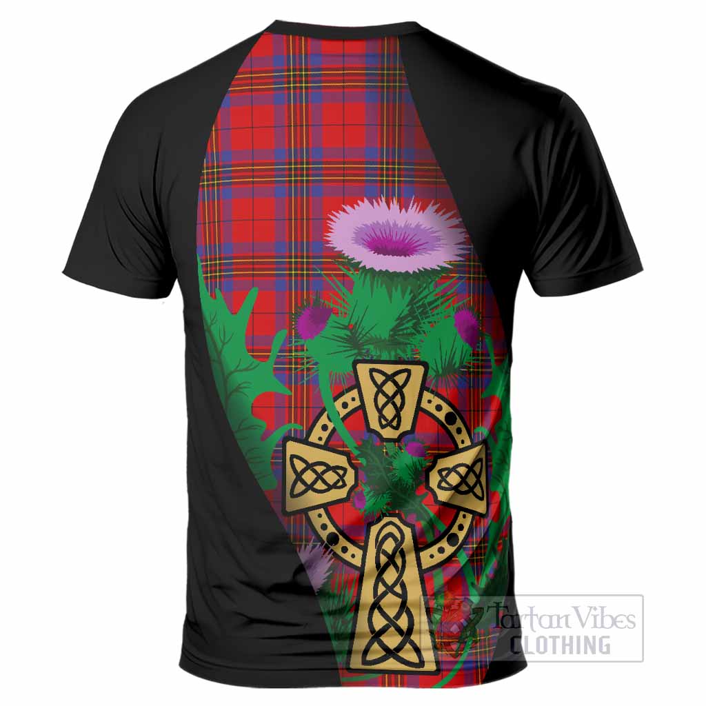 Leslie Tartan Crest T-Shirt Celtic Cross Thistle Flowers