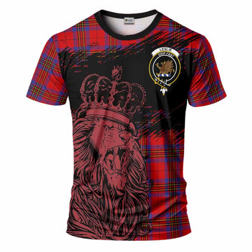 Leslie Tartan Crest T-Shirt Crowned Lion Heritage Style