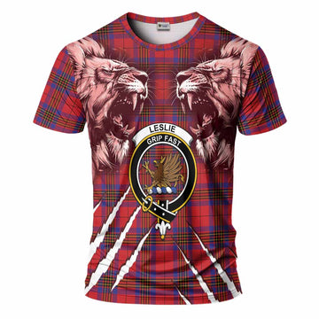 Leslie Tartan Crest T-Shirt Ferocious Lion Style