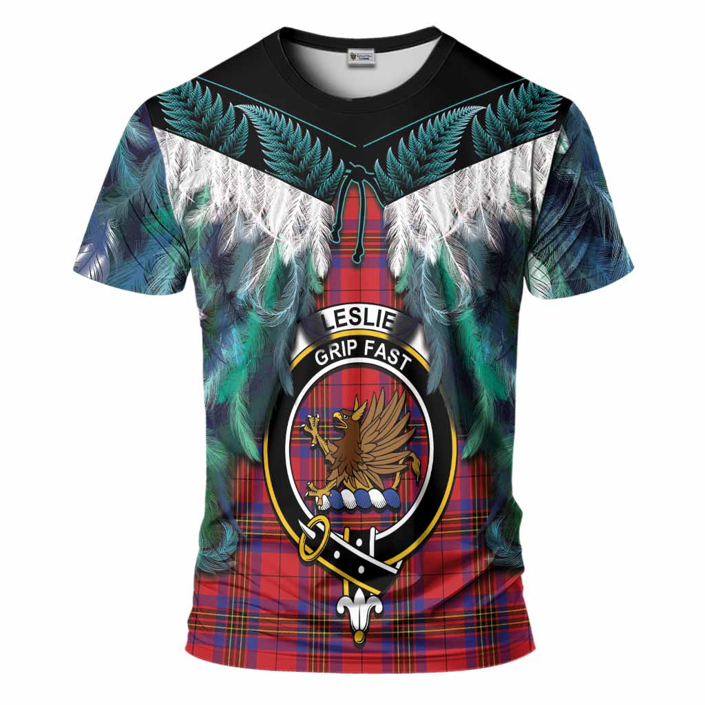 Leslie Tartan Crest T-Shirt New Zealand Maori Korowai Cloak