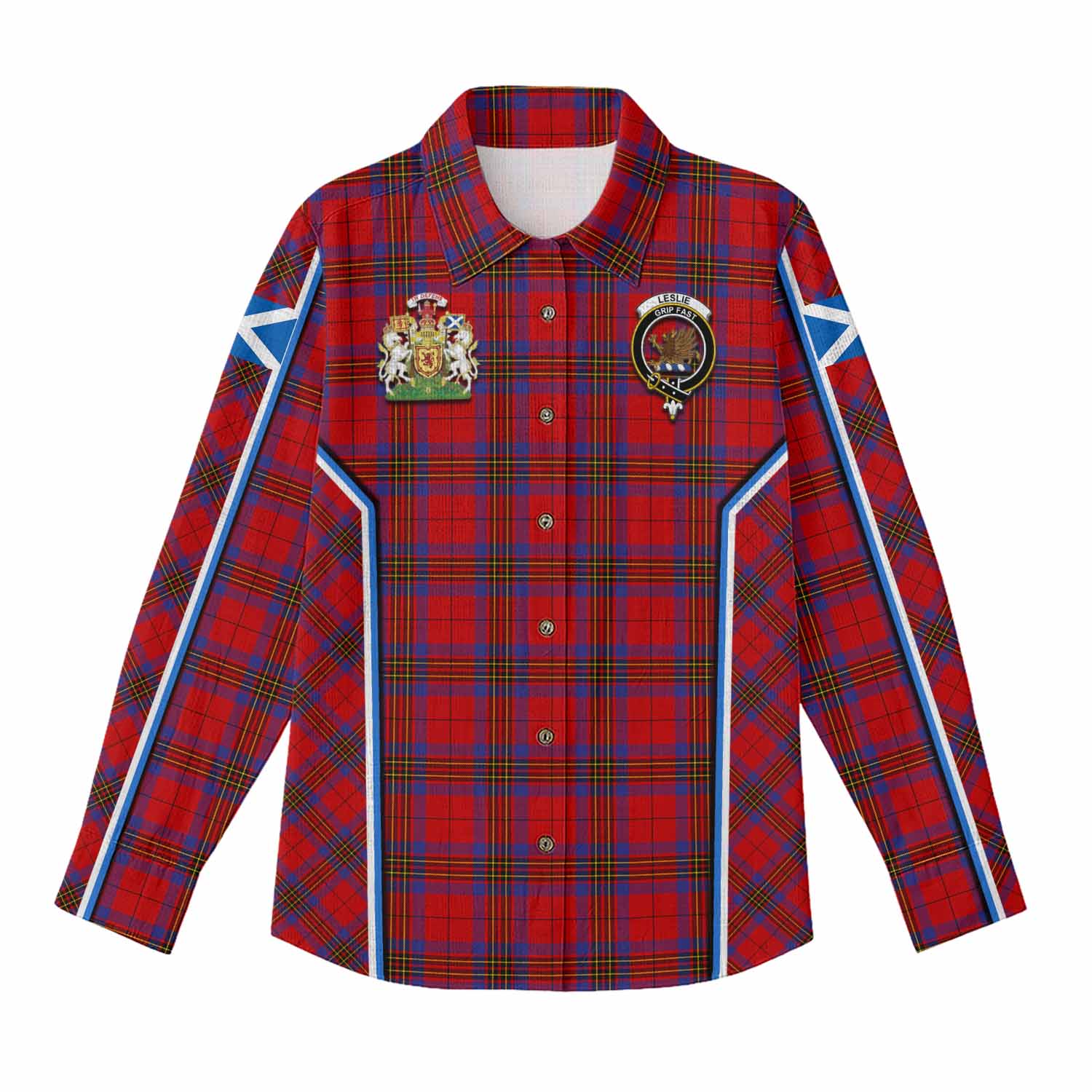 Leslie Tartan Crest Women Casual Shirt Scotland Coat of Arm Flag Style - Tartan Vibes Clothing