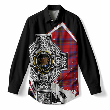Leslie Tartan Crest Women Casual Shirt Scottish Celtic Cross Heritage