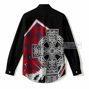 Leslie Tartan Crest Women Casual Shirt Scottish Celtic Cross Heritage