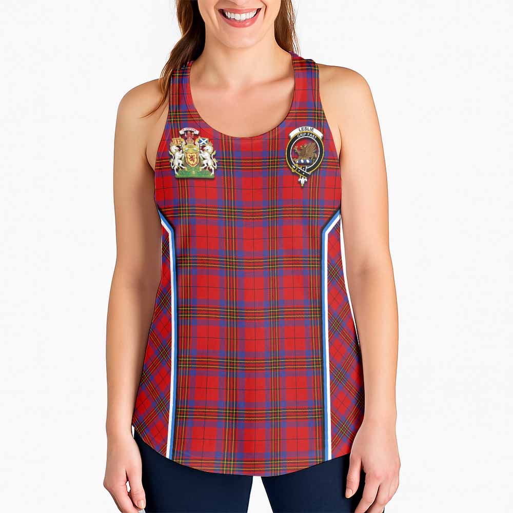 Leslie Tartan Crest Women Racerback Tanks Scotland Coat of Arm Flag Style - Tartan Vibes Clothing