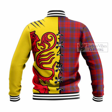 Leslie Tartan Family Crest Baseball Jacket Lion Rampant Honor - Tartan Vibes Clothing