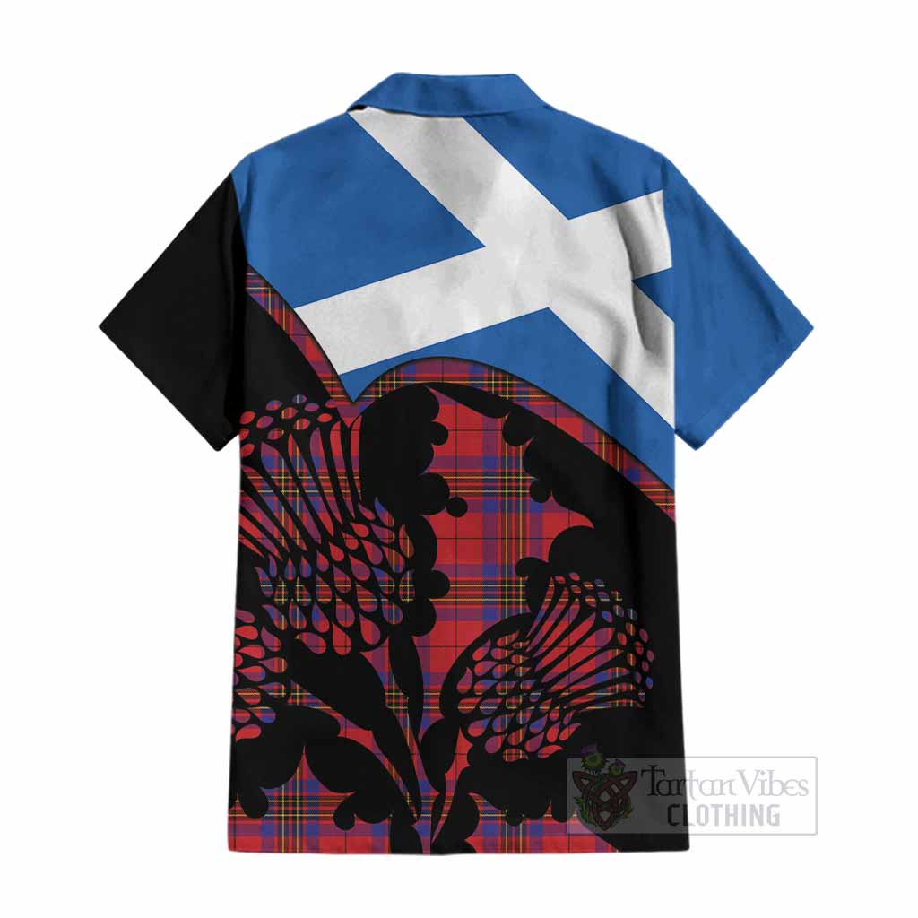 Leslie Tartan Family Crest Cotton Hawaiian Shirt Scotland Thistle Floral Flag Style