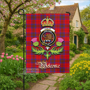 Leslie Tartan Family Crest Garden Flag Royal Thistle Welcome Style