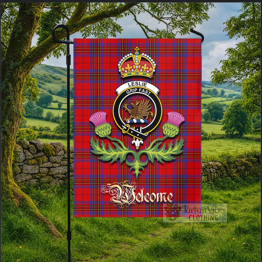 Leslie Tartan Family Crest Garden Flag Royal Thistle Welcome Style - Tartan Vibes Clothing