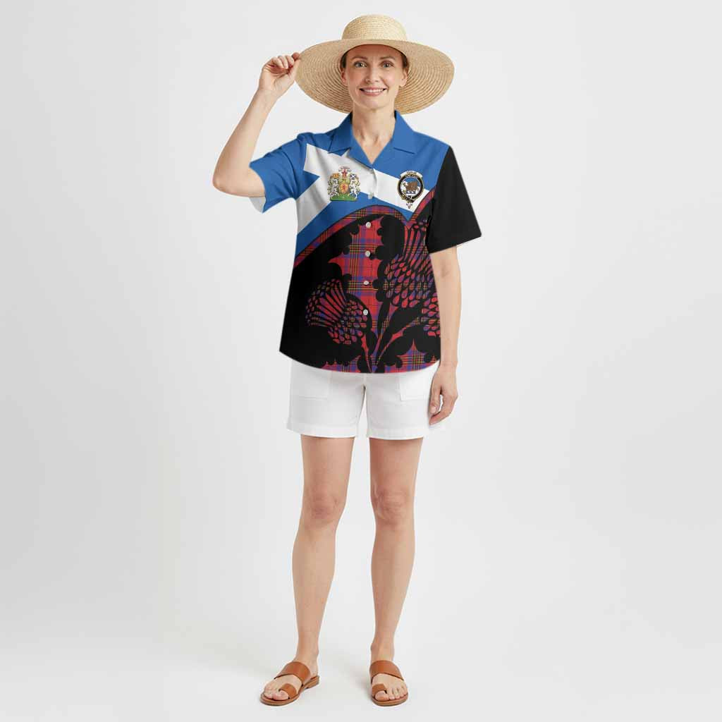 Leslie Tartan Family Crest Hawaiian Shirt Scotland Thistle Floral Flag Style
