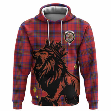 Leslie Tartan Family Crest Hoodie Crowned Lion Roaring