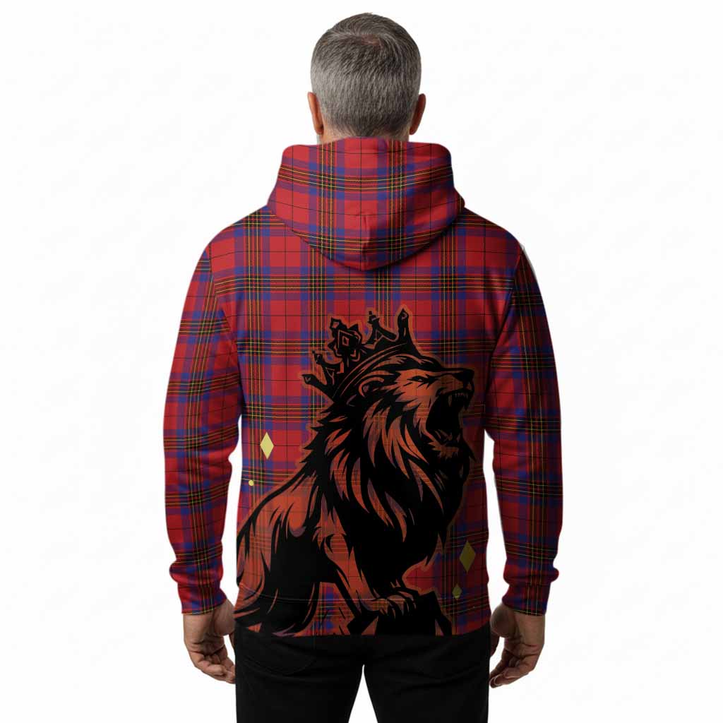 Leslie Tartan Family Crest Hoodie Crowned Lion Roaring