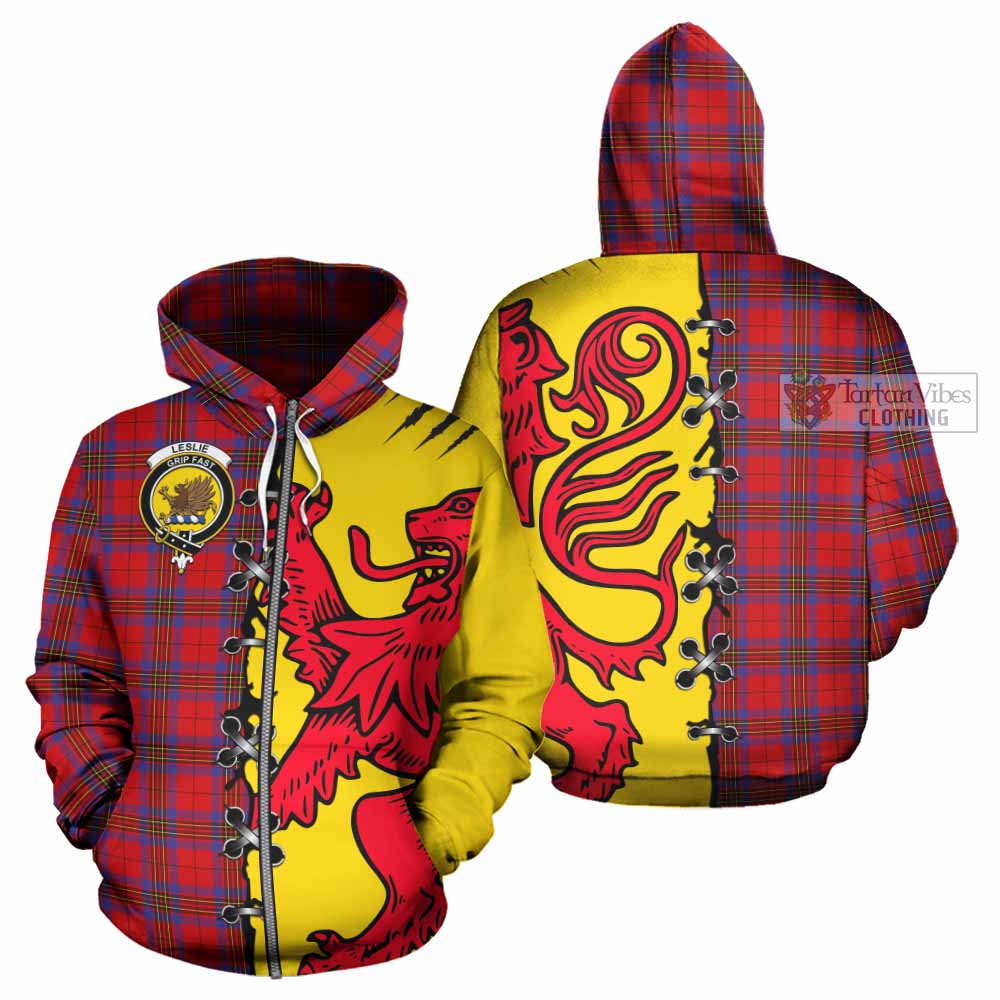Leslie Tartan Family Crest Hoodie Lion Rampant Honor - Tartan Vibes Clothing