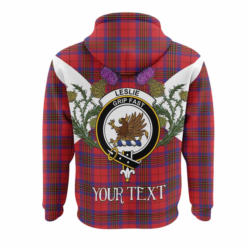 Leslie Tartan Family Crest Hoodie Scottish Burns Night Thistle Floral