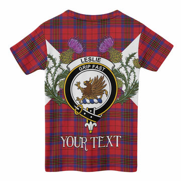 Leslie Tartan Family Crest Kid T-shirt Scottish Burns Night Thistle Floral