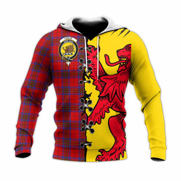 Leslie Tartan Family Crest Knitted Hoodie Lion Rampant Honor