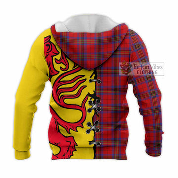 Leslie Tartan Family Crest Knitted Hoodie Lion Rampant Honor