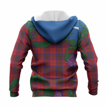 Leslie Tartan Family Crest Knitted Hoodie Thistle in Minimalism