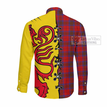 Leslie Tartan Family Crest Long Sleeve Button Shirts Lion Rampant Honor