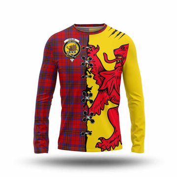 Leslie Tartan Family Crest Long Sleeve T-Shirt Lion Rampant Honor