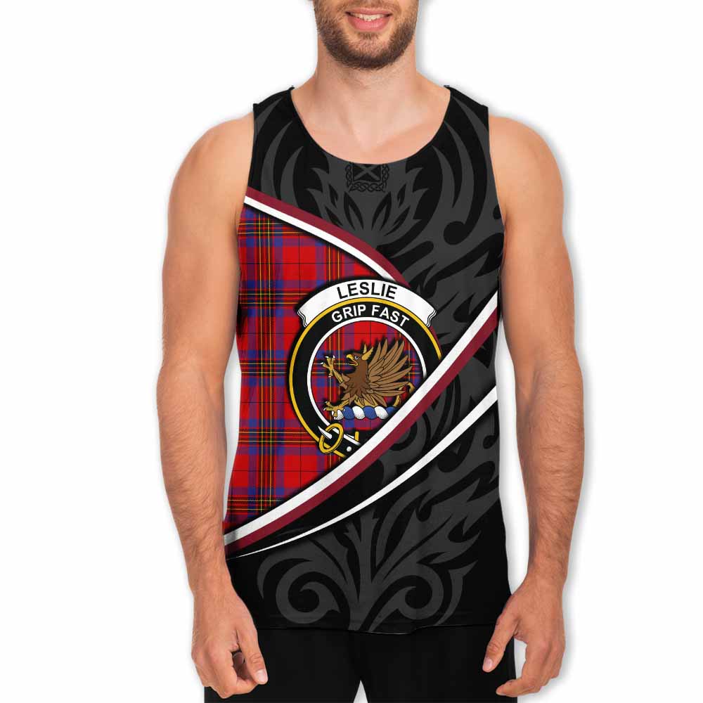 Leslie Tartan Family Crest Men Tank Top Celtic Scottish Thistle Floral - Tartan Vibes Clothing