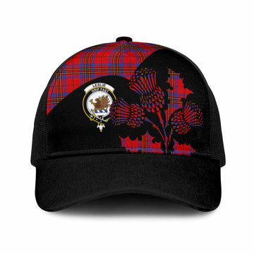 Leslie Tartan Family Crest Mesh Trucker Cap Scotland Thistle Floral Flag Style