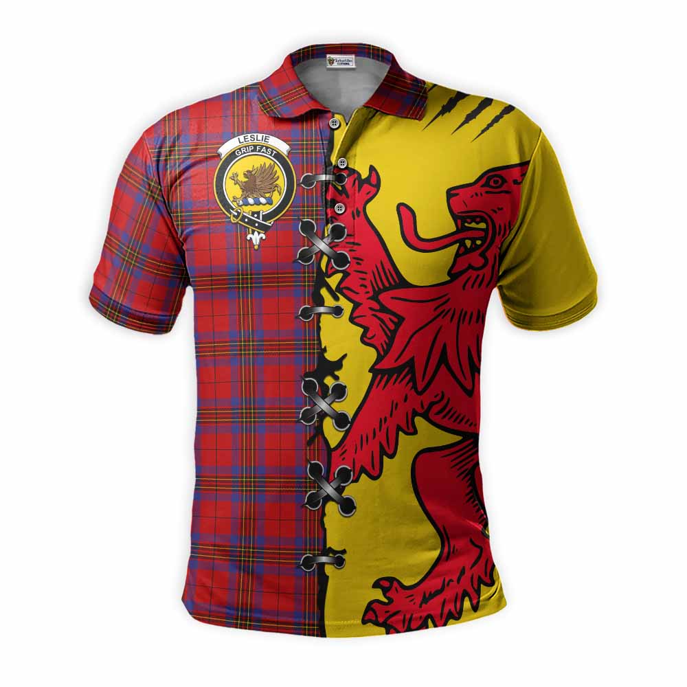 Leslie Tartan Family Crest Polo Shirt Lion Rampant Honor - Tartan Vibes Clothing
