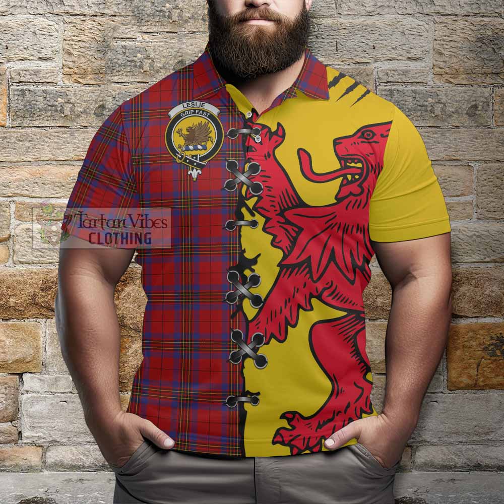 Leslie Tartan Family Crest Polo Shirt Lion Rampant Honor - Tartan Vibes Clothing