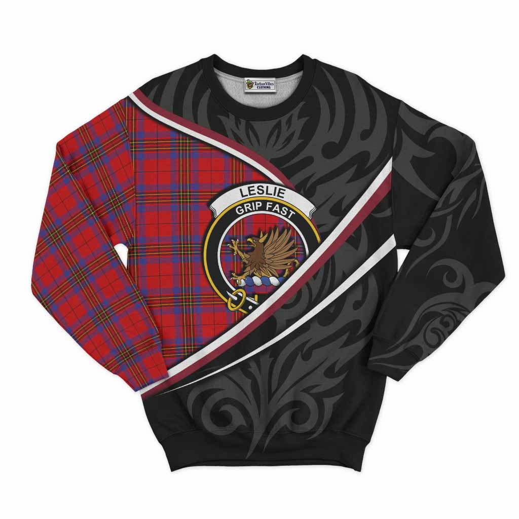 Leslie Tartan Family Crest Sweatshirt Celtic Scottish Thistle Floral - Tartan Vibes Clothing