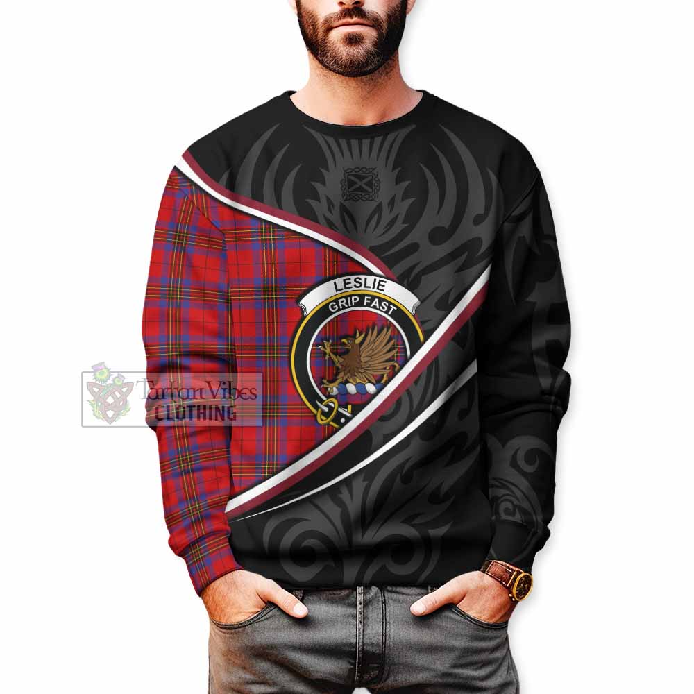 Leslie Tartan Family Crest Sweatshirt Celtic Scottish Thistle Floral - Tartan Vibes Clothing
