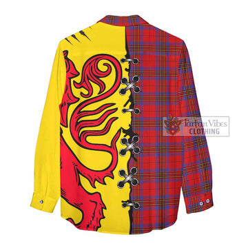Leslie Tartan Family Crest Women Casual Shirt Lion Rampant Honor