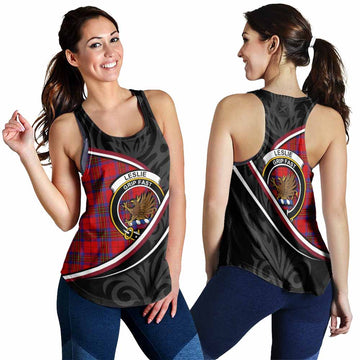 Leslie Tartan Family Crest Women Racerback Tanks Celtic Scottish Thistle Floral - Tartan Vibes Clothing