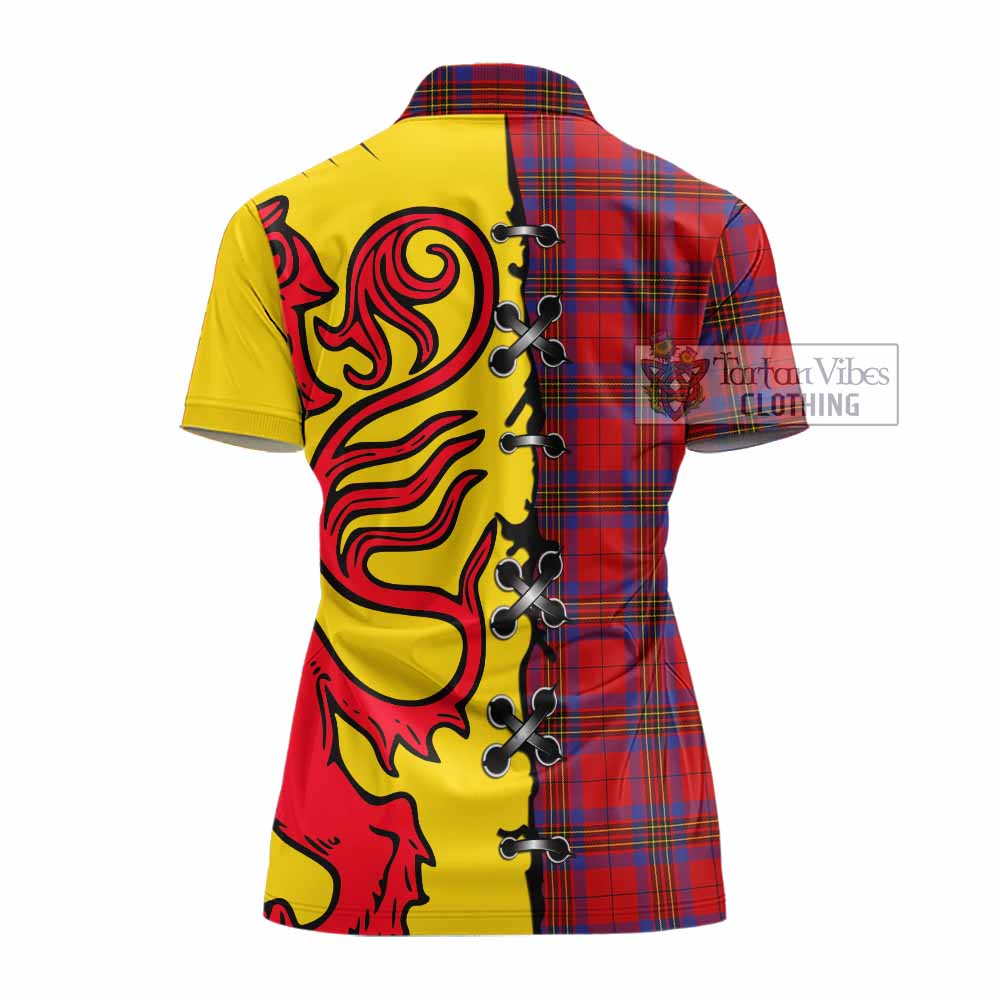 Leslie Tartan Family Crest Women's Polo Shirt Lion Rampant Honor - Tartan Vibes Clothing